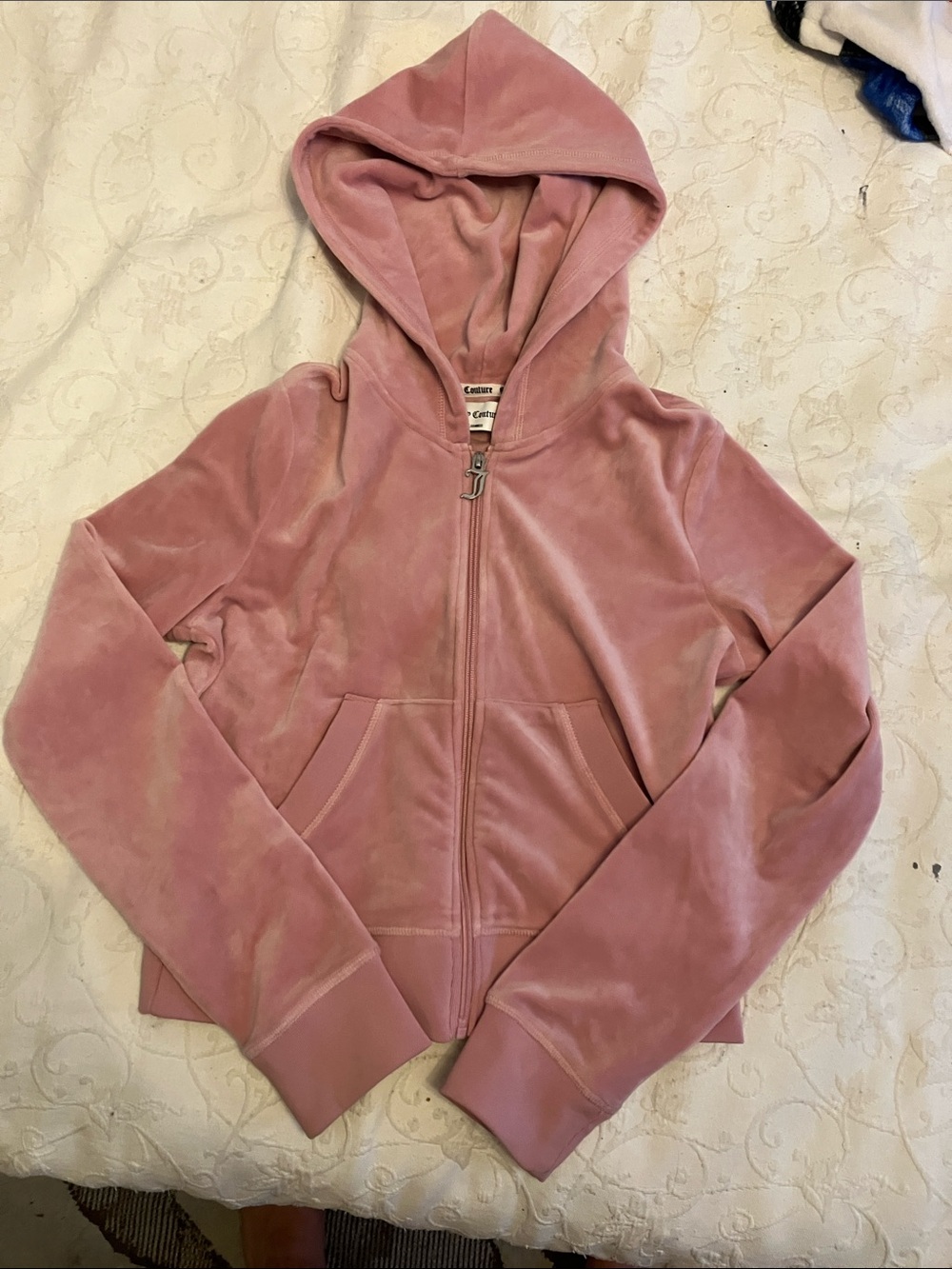 Juicy Couture Pink Velour Hooded Zip-Up Hoodie Jacket